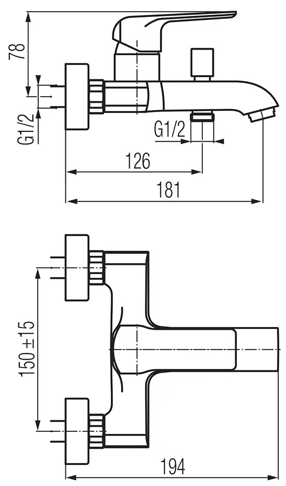 Lotosan LB45130 MELODY nástenná vaňová batéria  chróm