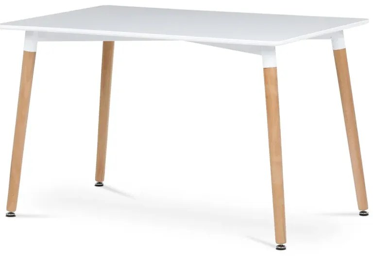Stůl jídelní 120x80x76 cm, MDF, masiv / kovová kostrukce, bílá