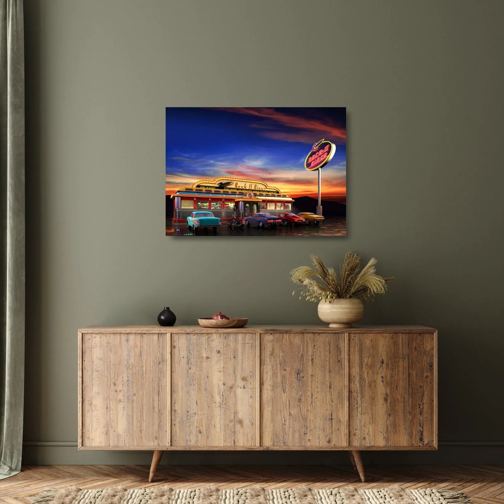 Sklenený obraz - Večerný bar (70x50 cm)