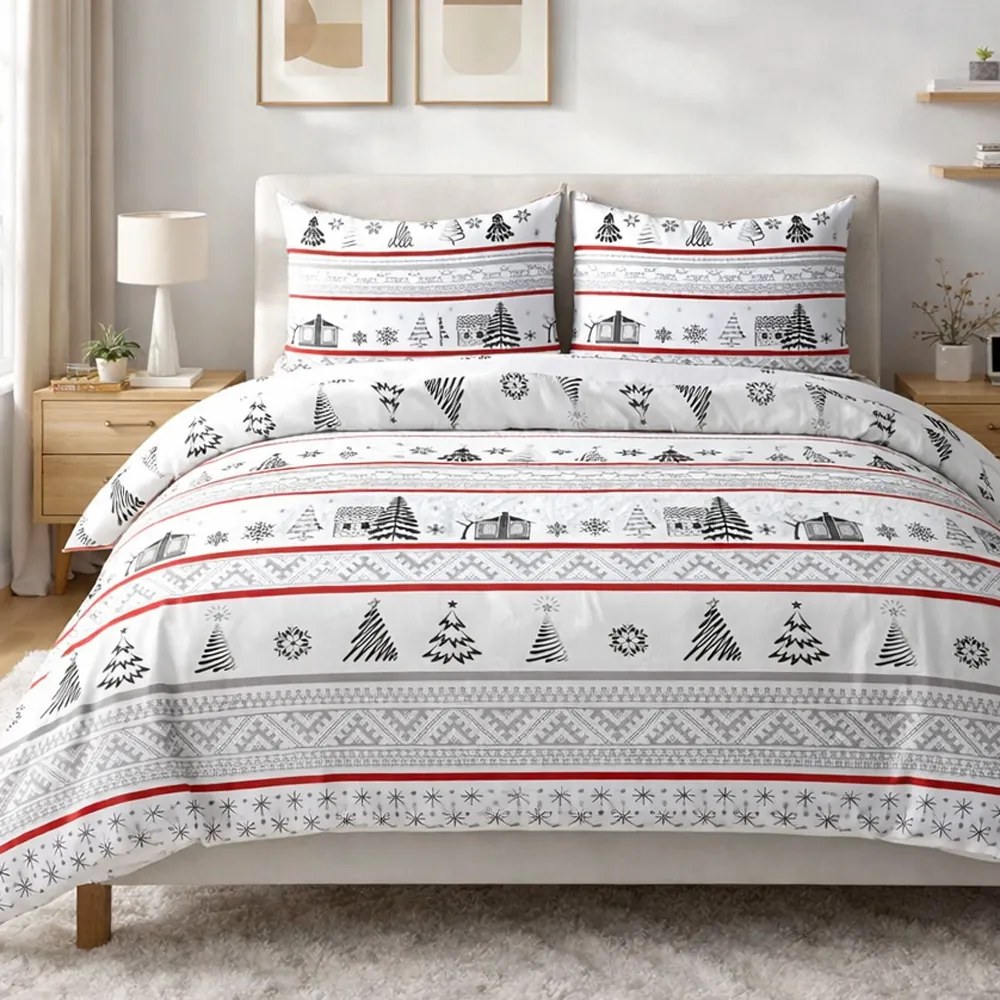 VIANOČNÉ FLANELOVÉ OBLIEČKY FLANELOVE 180X200 CM, 2KS 70X80 CM VZOROVANÉ