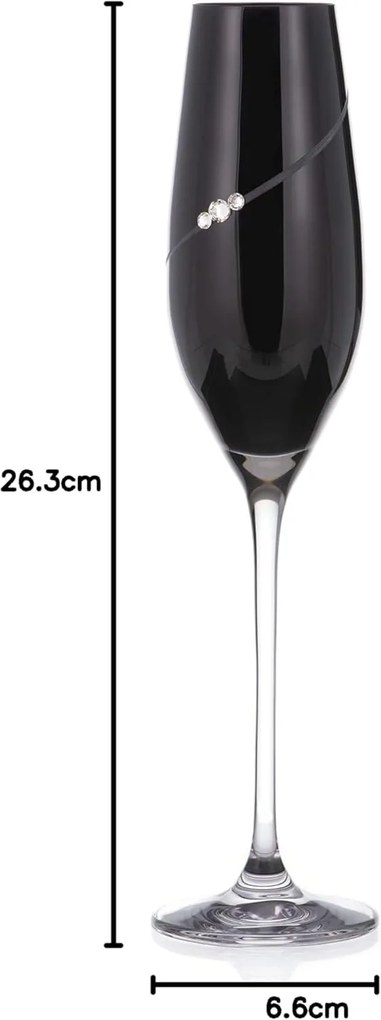 Diamante poháre na šampanské Silhouette City Black s kamienkami Swarovski 210ml 2KS