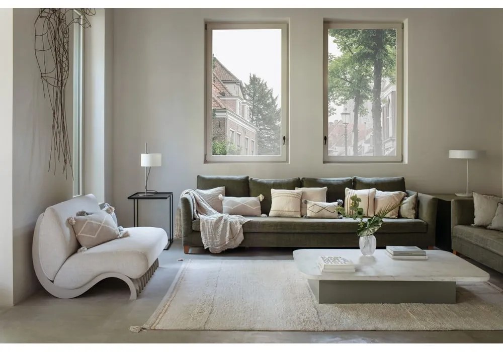 Krémový prateľný ručne tkaný bavlnený koberec 170x240 cm Bloom Natural – Lorena Canals