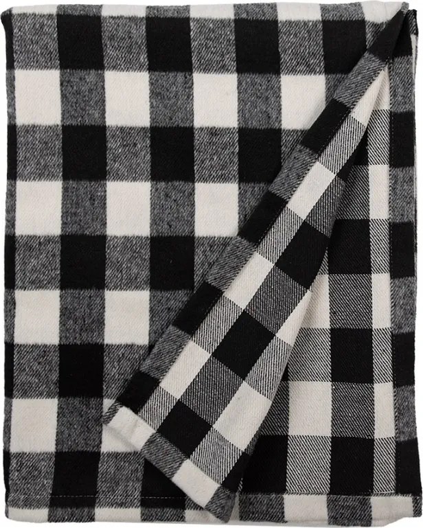 Čierno-biely károvaný plyšový pléd - 130*170 cm