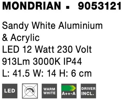Moderné nástenné svietidlo Mondrian 42 biele