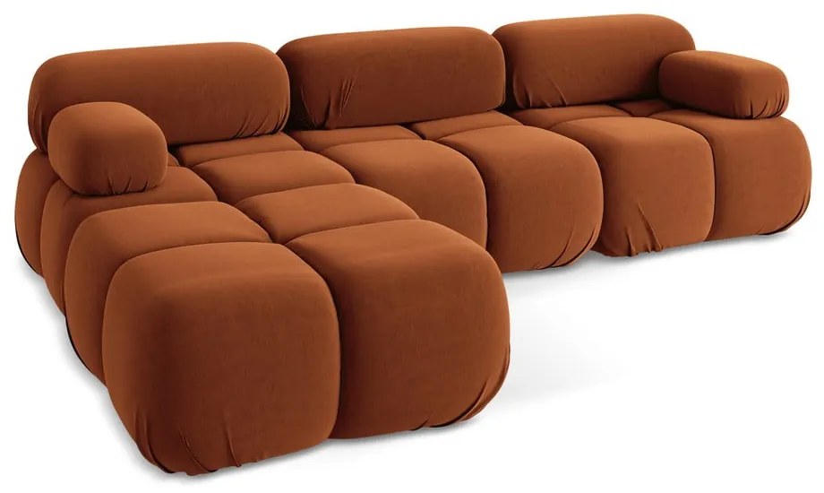 Oranžová zamatová modulárna rohová pohovka Lokua – Makamii