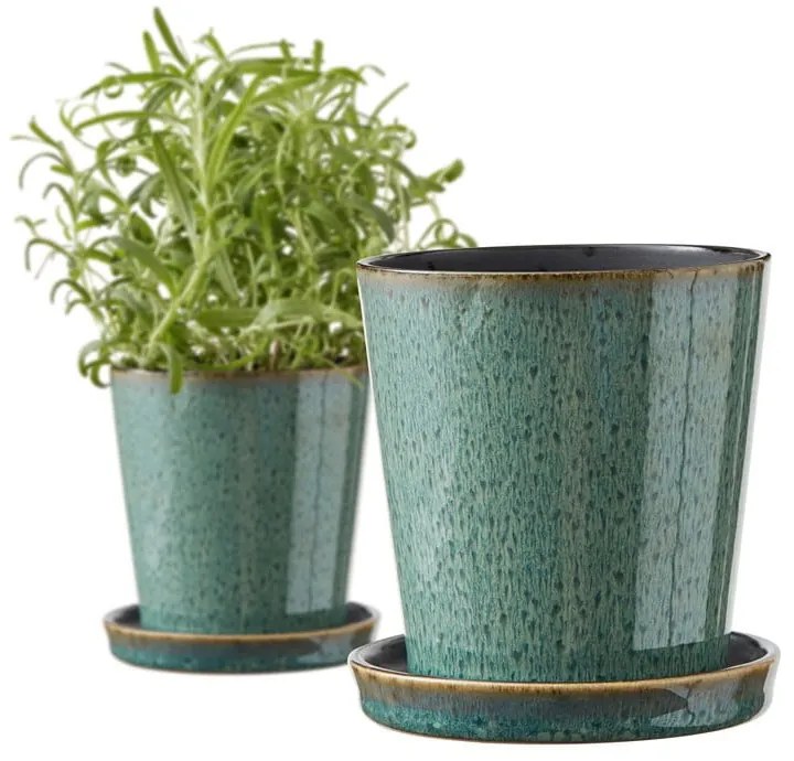 Kameninový obal na kvetináč ø 10 cm Gastro Green/Black – Bitz