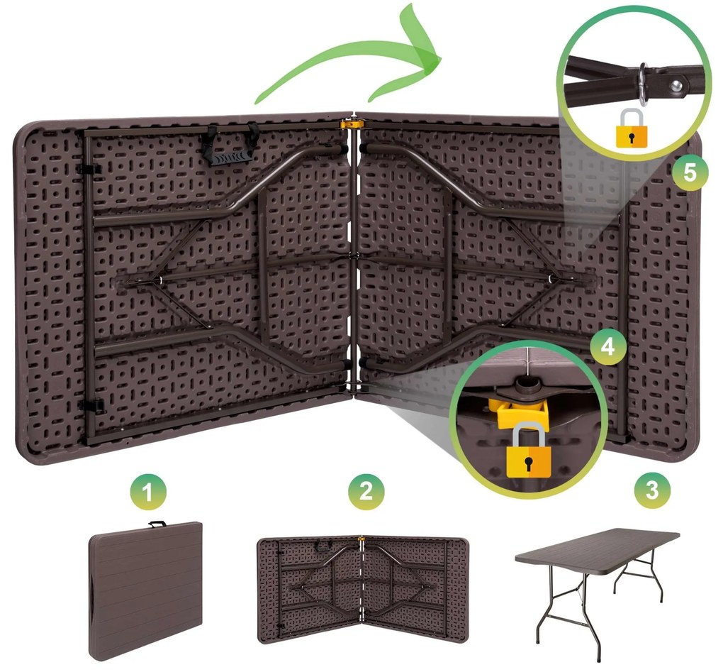 Cateringový stůl WOODLAN 180 cm hnědý