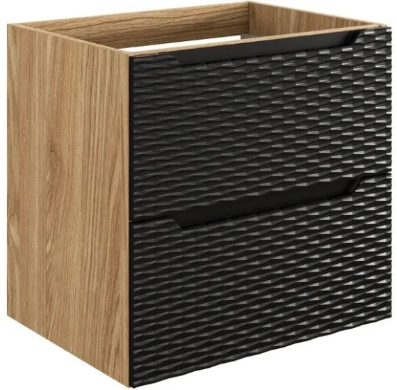 Závěsná skříňka Ocean s deskou a umyvadlem 60 cm černá/dub olejovaný