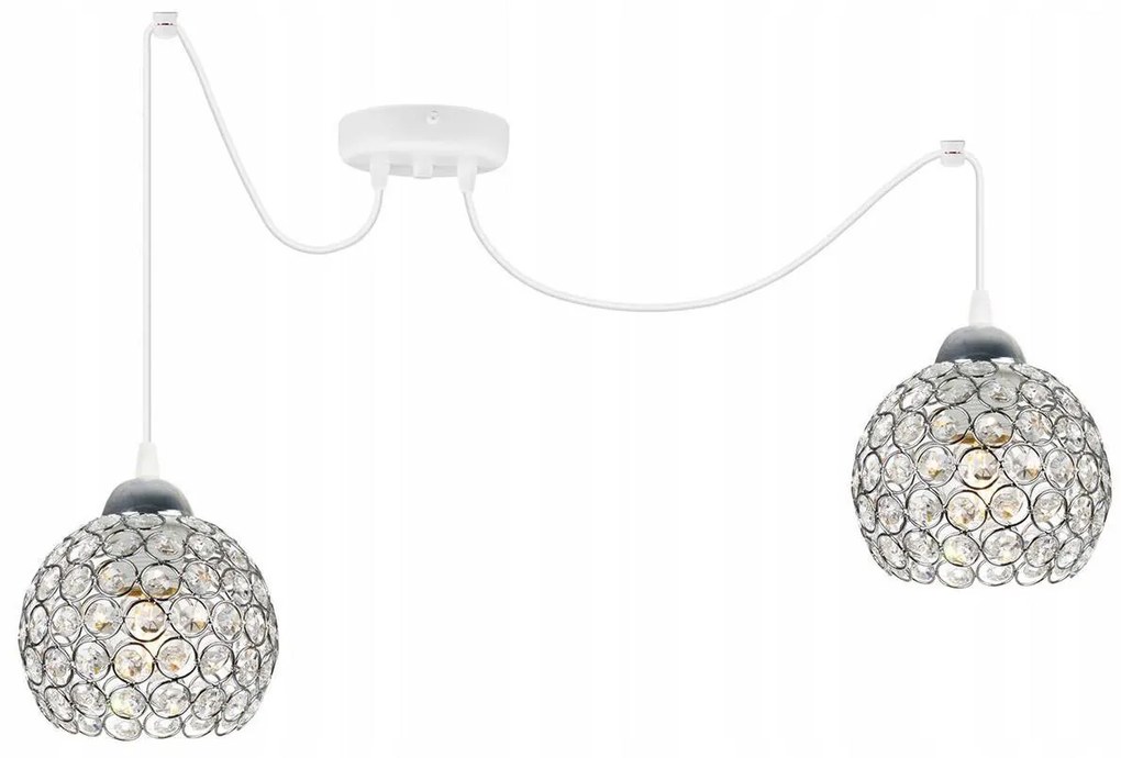 Závesné svietidlo Crystal Spider, 2x strieborné krištáľové tienidlo, (chrómové uchytenie), w