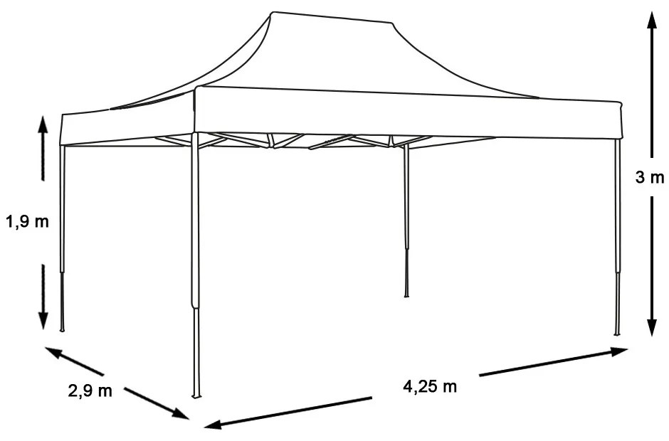 Záhradný pavilón- modrý+ prenosná taška-2,9x4,25 m