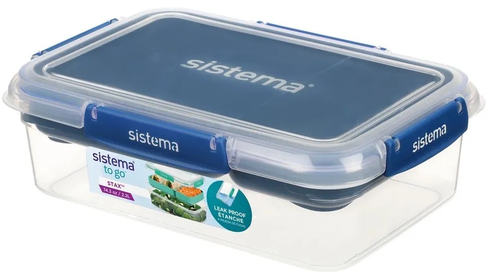 SISTEMA Krabička 2v1 na obed SISTEMA, 2,2l - modrá a zelená Farba škatuliek SISTEMA: Zelená