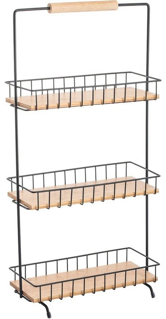 MSV Trojposchodový kuchynský regál Elie 29,5 x15,5 x 58,5 cm, čierny