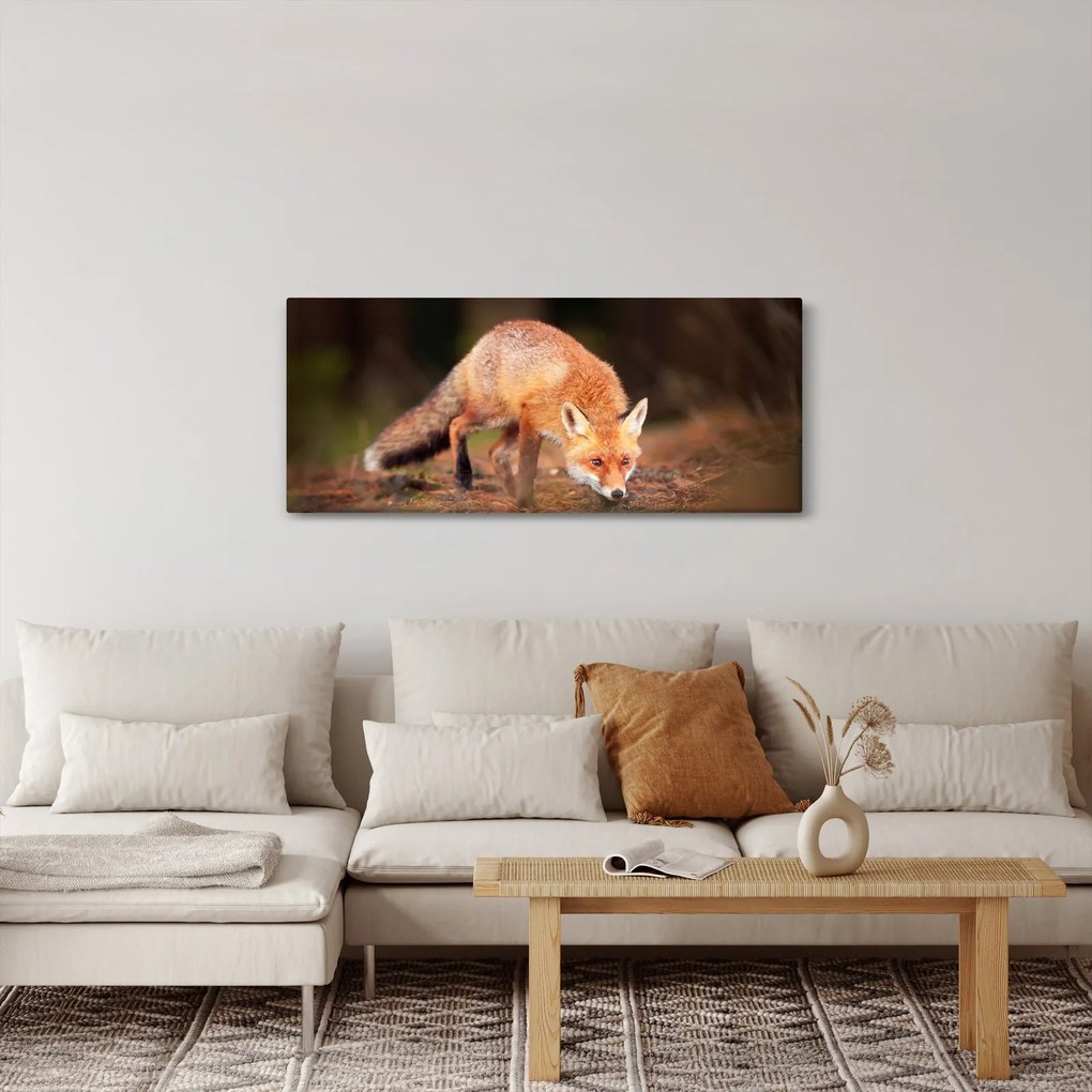 Obraz - Lišiak v lese (120x50 cm)