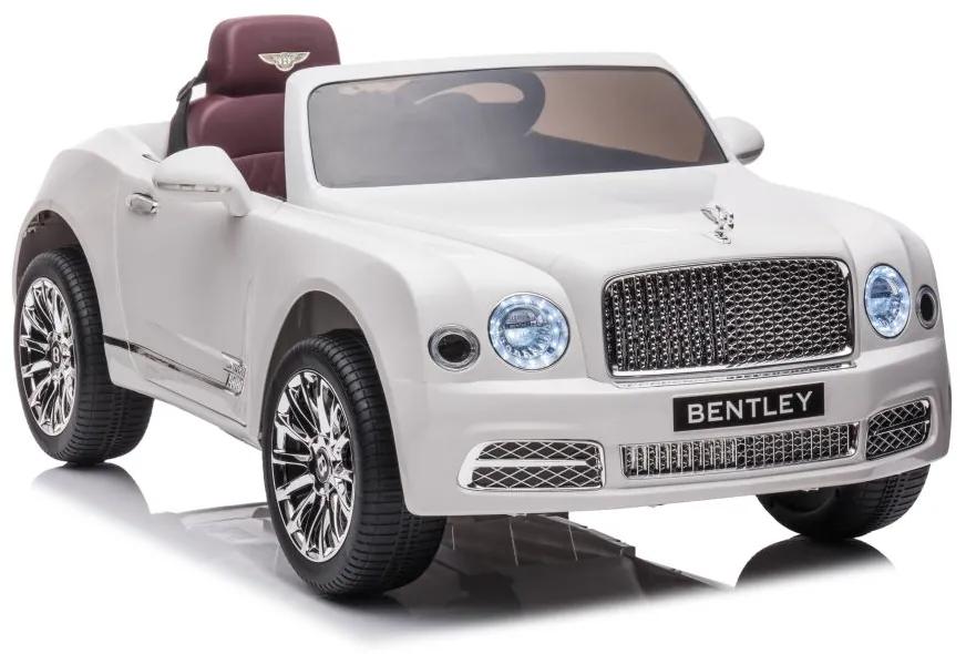 LEAN CARS Elektrická autíčko  Bentley Mulsanne - biele - 2x45W- BATÉRIA - 12V7Ah - 2024