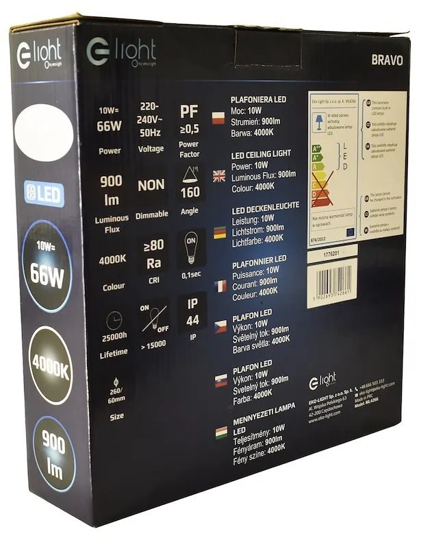 Stropné LED svietidlo Bravo, 1x LED 10w, 4000k, ch