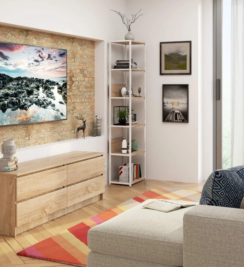 Regál LOFT 50 cm bílý/dub sonoma