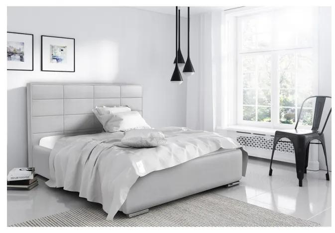 Elegantná manželská posteľ Caffara 140x200, šedá, jemná poťahová látka