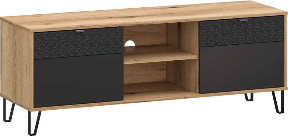 TV stolík, dub evoke/čierna, BENOL 2D