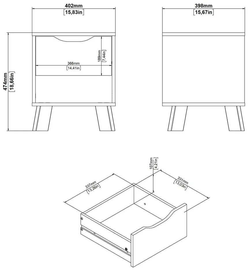 Biely/v prírodnej farbe nočný stolík Ikast – Tvilum