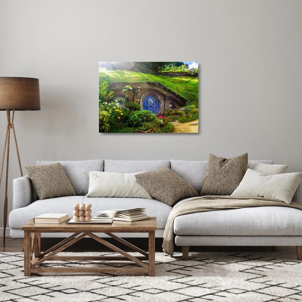 Sklenený obraz - Hobitína (70x50 cm)