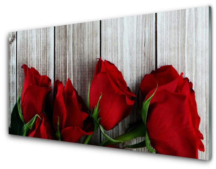 Skleneny obraz Ruže kvety rastlina 120x60 cm