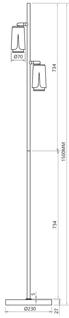 Stojacia lampa Flower, 2x biele/chrómové kovové tienidlo, w