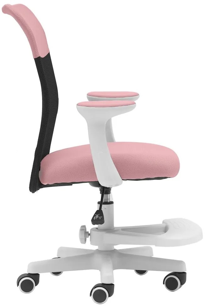 Detská stolička Neoseat MONKEY WHITE s podnožou — látka, biela / svetlo ružová