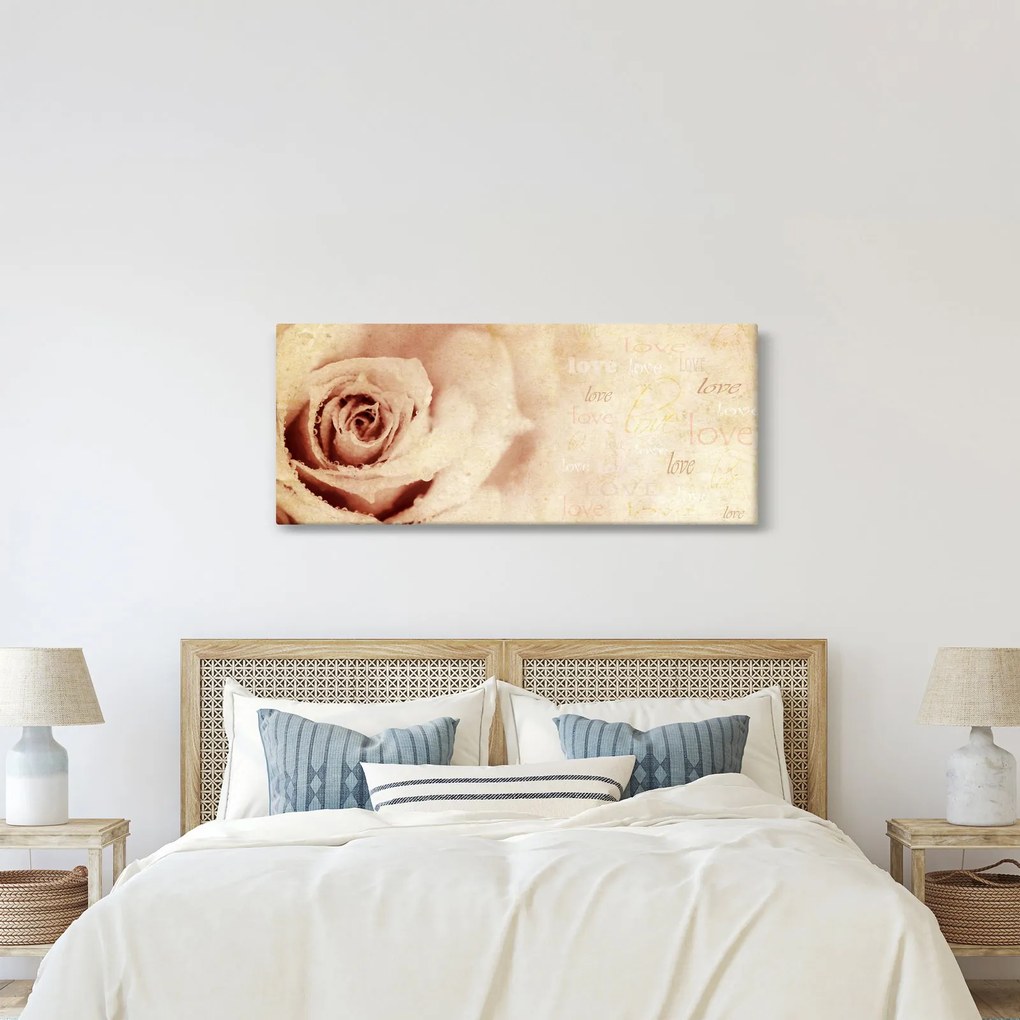 Obraz - Kvet ruže pre zaľúbených (120x50 cm)
