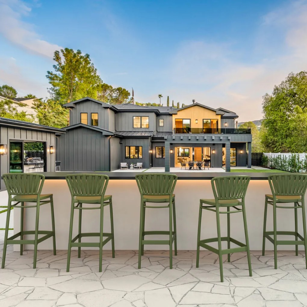 PORTOFINO BAR 75 záhradná barová stolička olive green