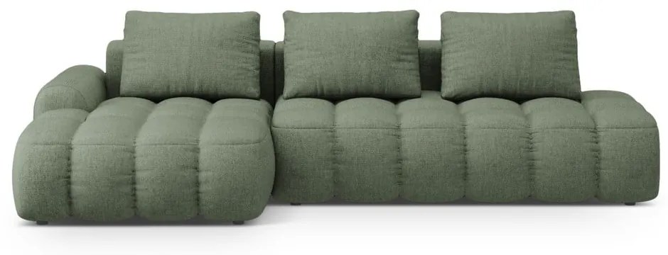 Zelená rozkladacia/s úložným priestorom rohová pohovka (ľavý roh/s leňoškou) Linz – Cosmopolitan Design