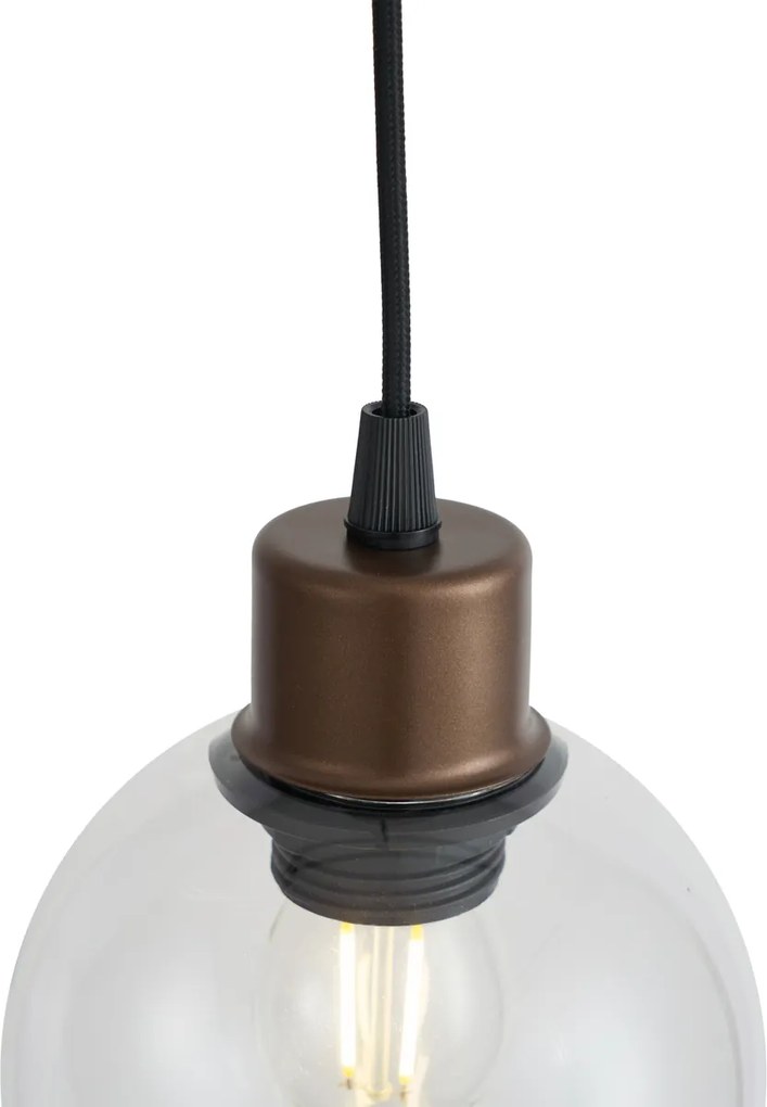 Moderné závesné svietidlo bronzové s čírym sklom pre 1-fázový koľajnicový systém - Iconic Lava