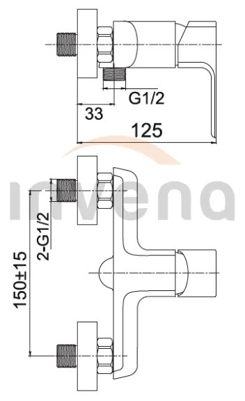 Invena Nyks, nástenná sprchová batéria, chróm lesklý, INV-BN-28-001-S