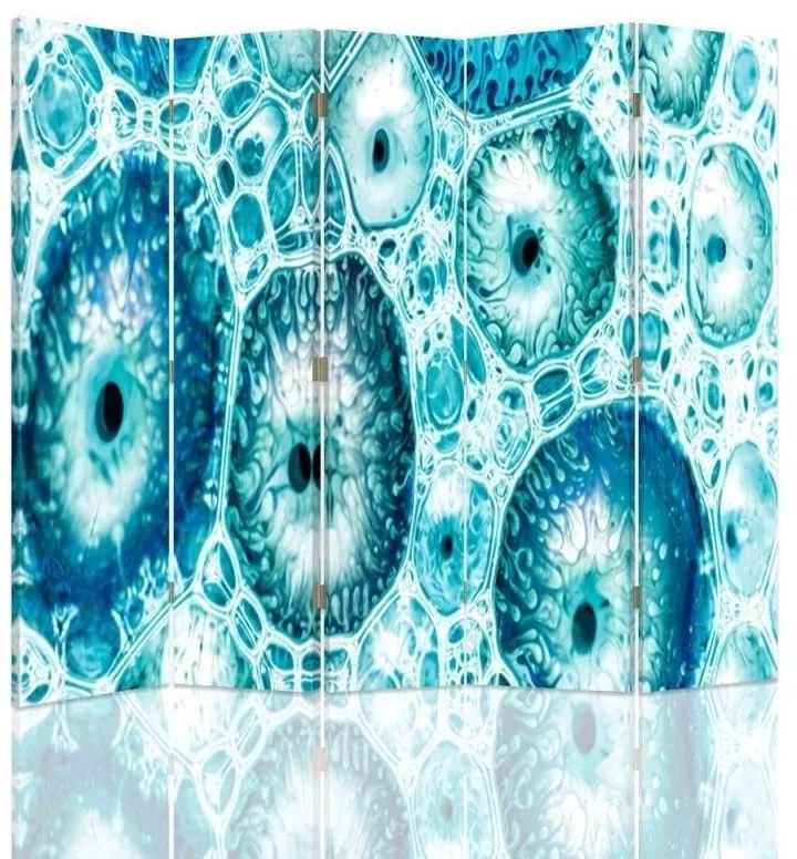 Ozdobný paraván Abstraktní tyrkysová - 180x170 cm, päťdielny, klasický paraván