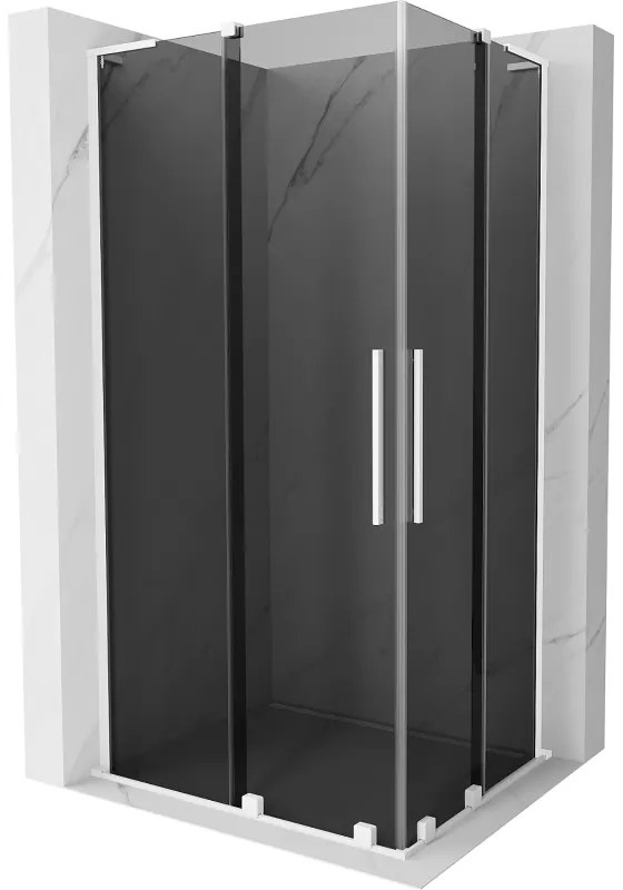 Mexen Velar L Duo, sprchový kút s posuvnými dverami 100 x 90 cm, 8mm šedé sklo, biela matná, 871-100-090-02-43-20
