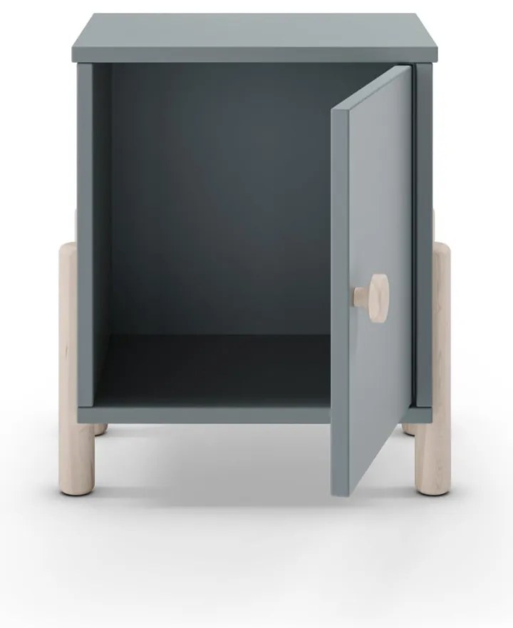 Detský nočný stolík sivozelený z borovicového dreva Enola – Marckeric