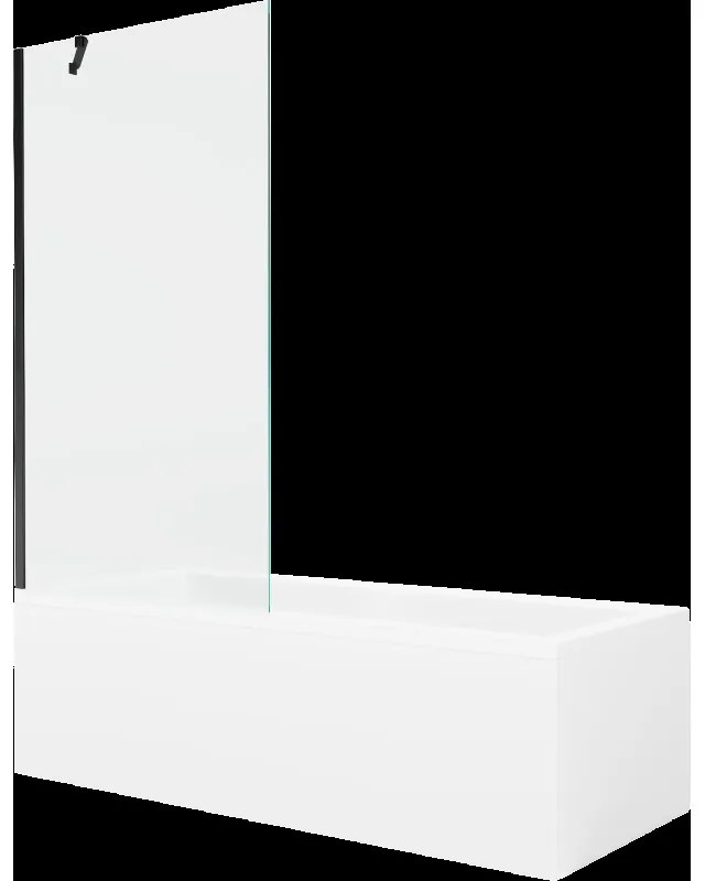 Mexen Cubik obdĺžniková vaňa 150 x 70 cm s obkladom a 1-krídlovou sprchovou zástenou 90 cm, Transparentné, Čierna - 550315070X95