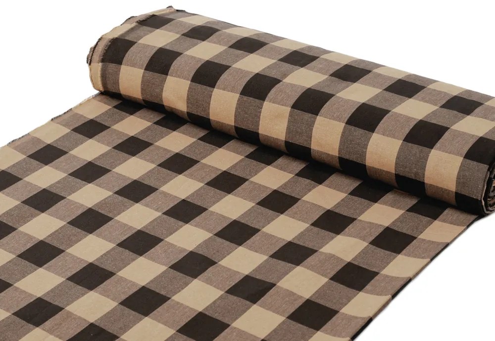 Biante Bavlnený štvorcový obrus Olivia OL-017 Hnedo-béžová kocka veľká 120x120 cm