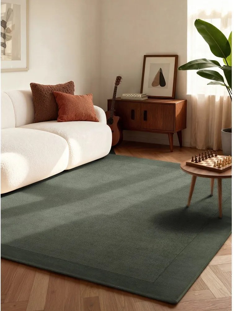 Tmavozelený ručne tkaný koberec s prímesou vlny 80x150 cm Kari – Villeroy&Boch