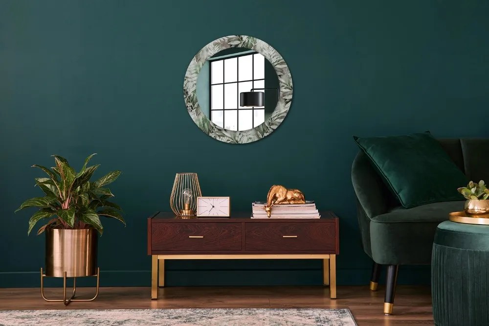 Okrúhle ozdobné zrkadlo Listy akvarelu fi 60 cm
