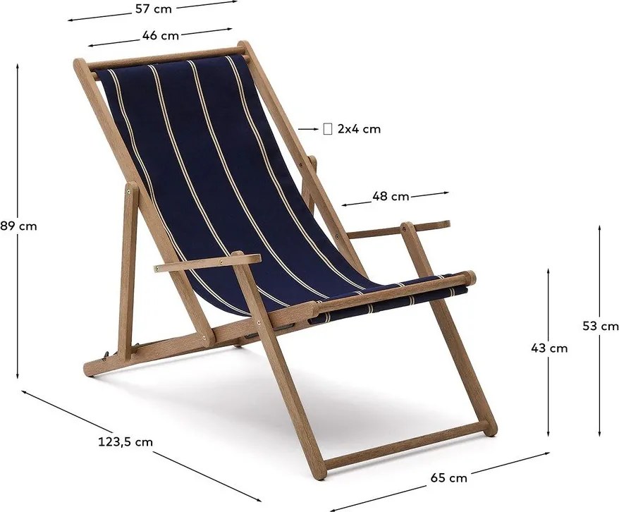 Modré drevené záhradné ležadlo Vilara – Kave Home