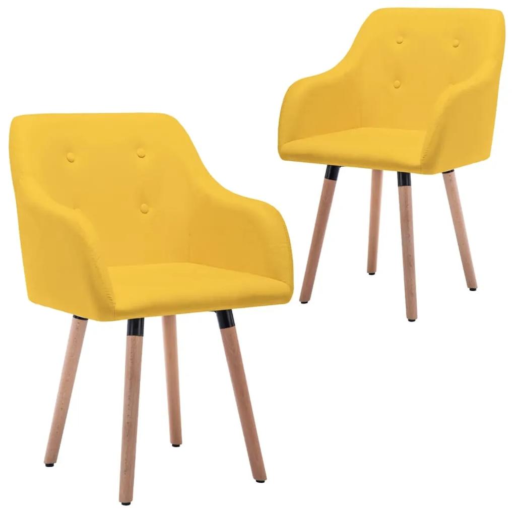 vidaXL Jedálenské stoličky 2 ks, horčicovo žlté, látka