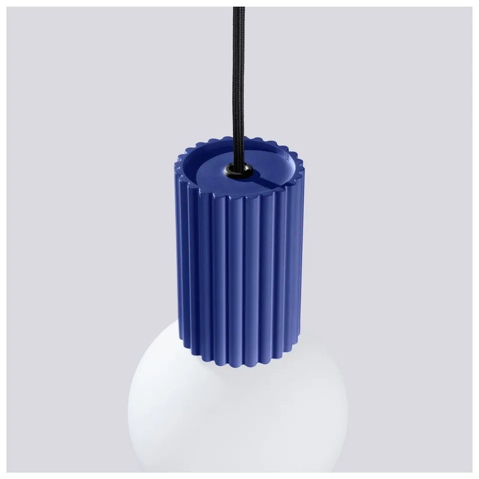 Tmavomodré závesné svietidlo so skleneným tienidlom ø 12 cm Orbital – Sollux