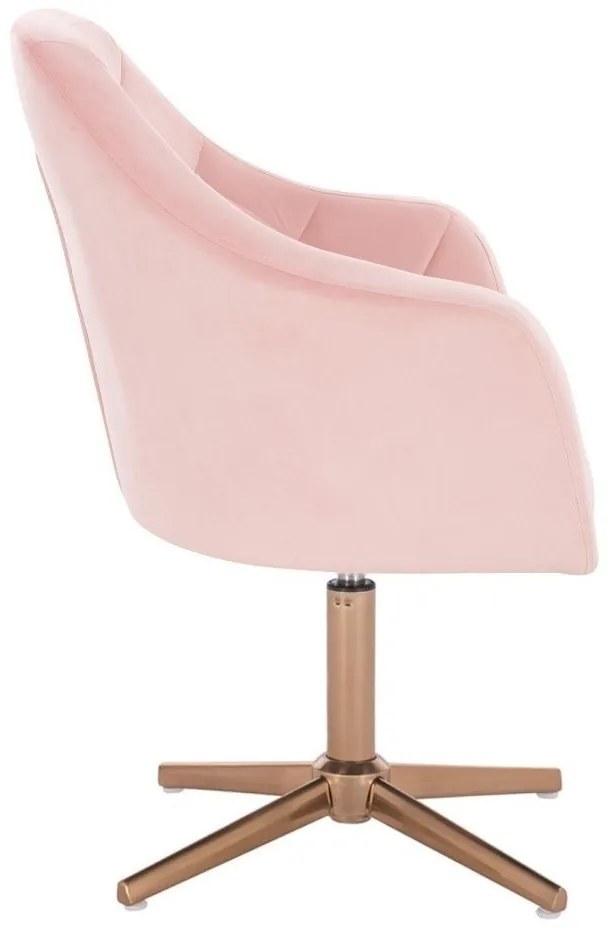 LuxuryForm DESIGN Kreslo ROMA VELUR na zlatom kríži - svetlo ružové