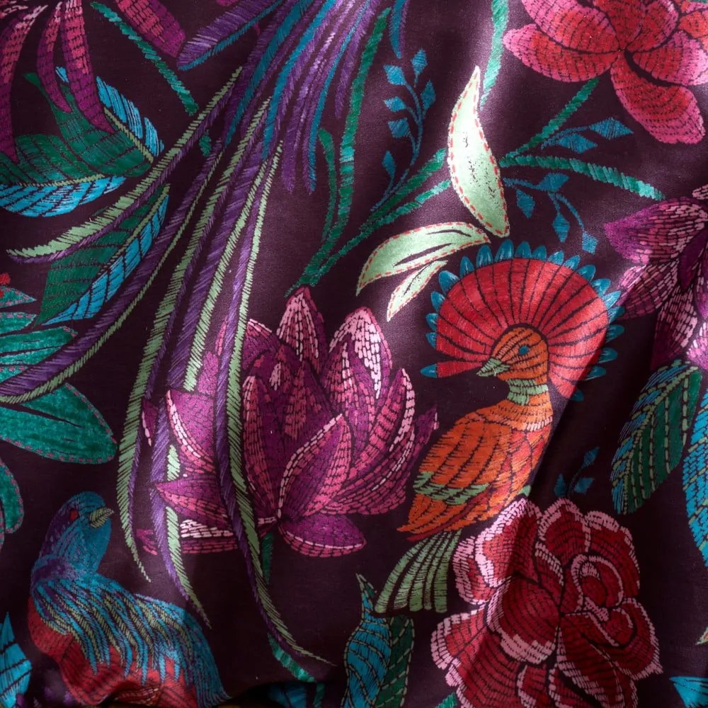 Fialové zamatové obliečky na dvojlôžko 200x200 cm Kate Floral – Catherine Lansfield