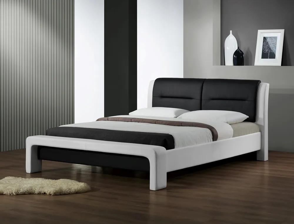 Manželská posteľ Cassandra 160 Farba: Bielo - čierna ekokoža