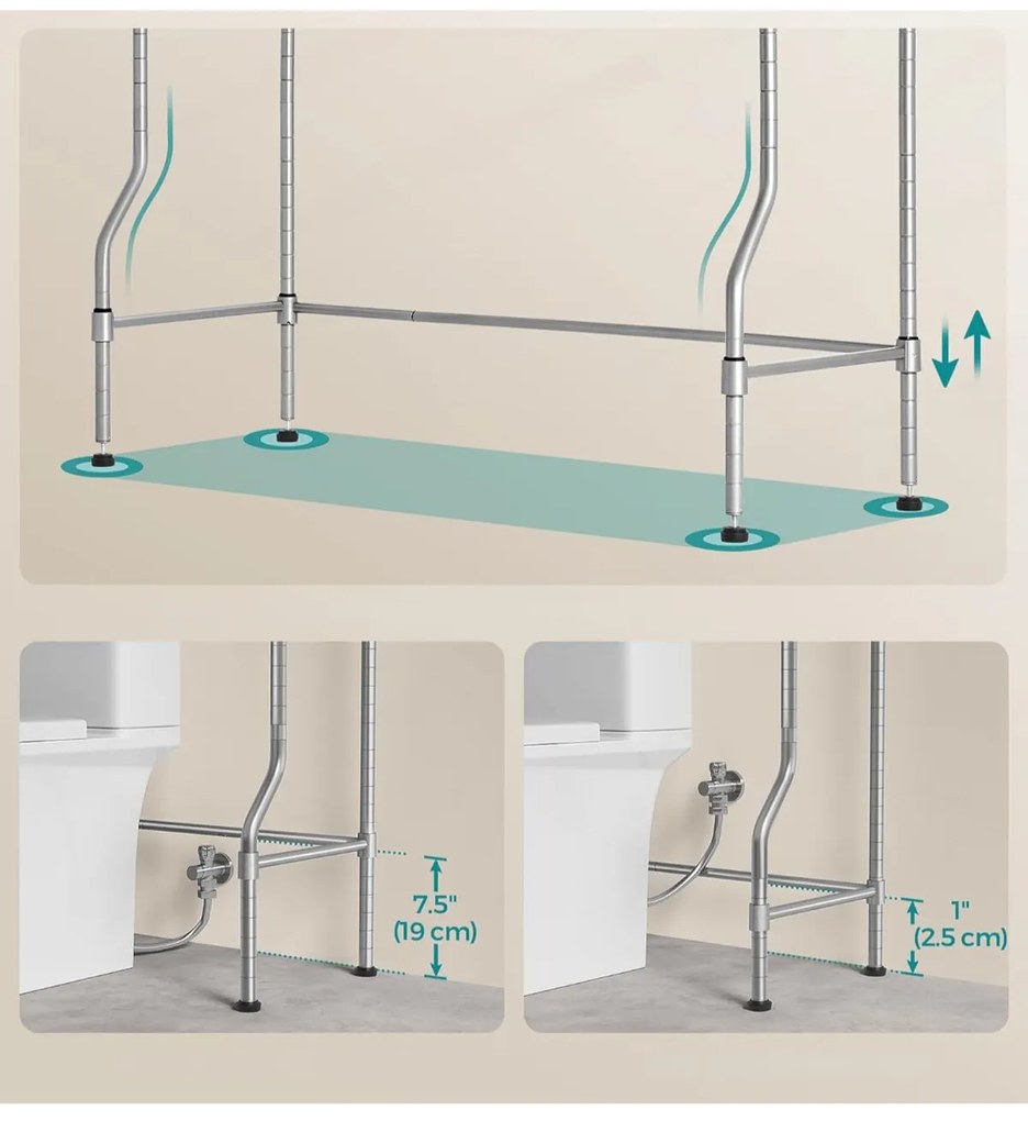 Kúpeľňový regál MULTA strieborný