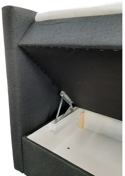 Čalúnená posteľ EMBER 160x200 cm s matracmi, topperom a úložným priestorom, antracit