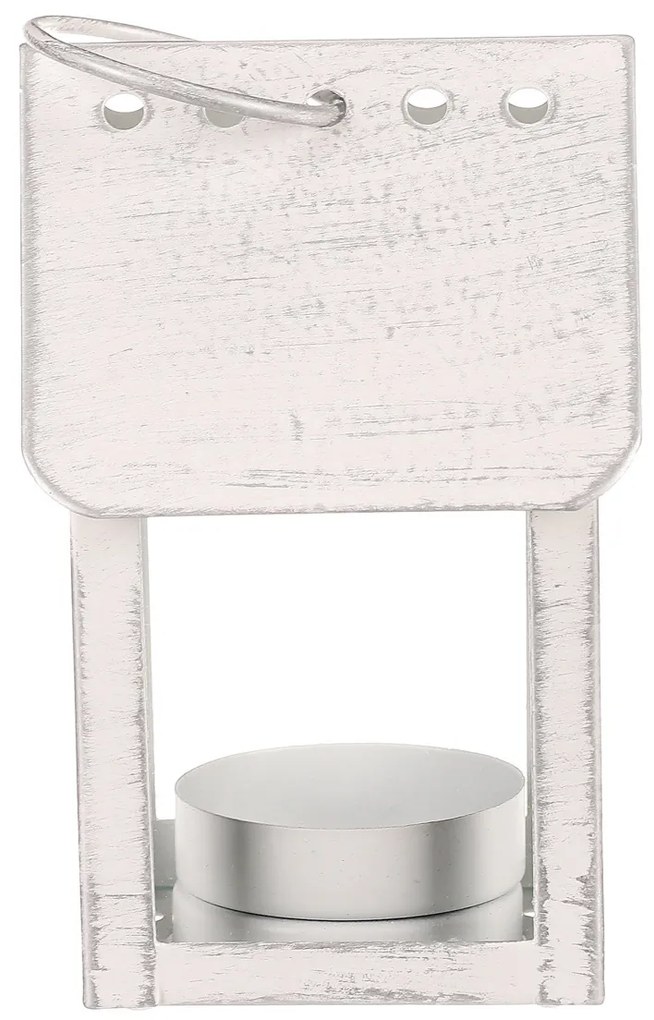 Lampáš kovový Vtáčia búdka, biela, 11 cm