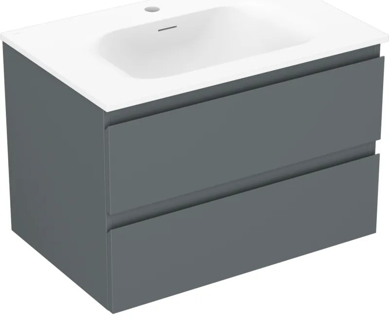 Mexen Orio, kúpeľňová skrinka 70 cm s umývadlom Vela, 2 zásuvky, grafitová matná/biela matná, 91A10-07047-2-BFF66-W23M01