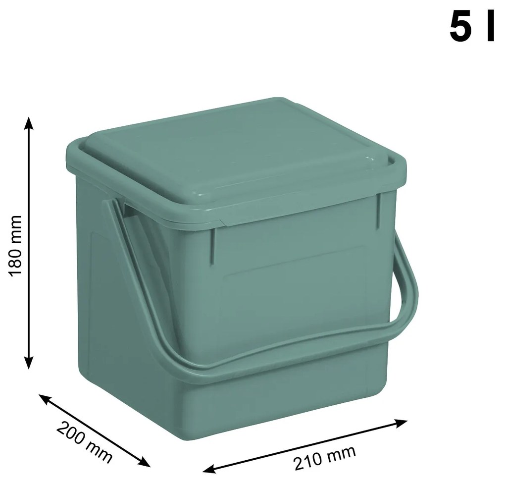 S - Odpadkový koš, na bio odpad, Kompostér BIO, matně zelený, 5l